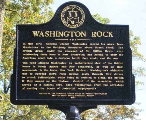 WASHINGTON ROCK REVOLUTIONARY WAR MEMORIAL MARKER