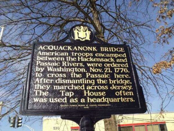 ACQUACKANONK BRIDGE REVOLUTIONARY WAR MEMORIAL MARKER