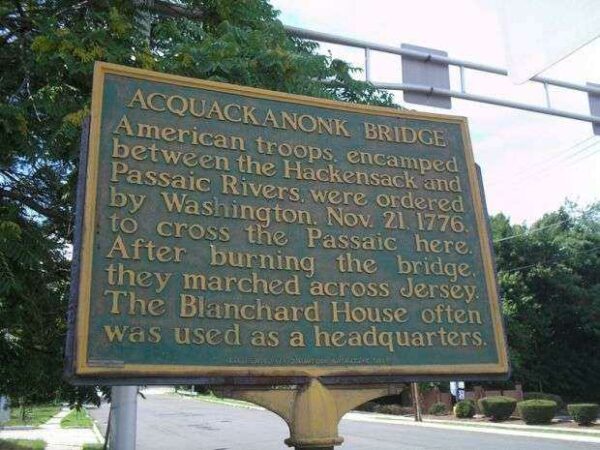 ACQUACKANONK BRIDGE REVOLUTIONARY WAR MEMORIAL PLAQUE