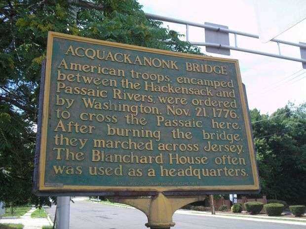ACQUACKANONK BRIDGE REVOLUTIONARY WAR MEMORIAL PLAQUE