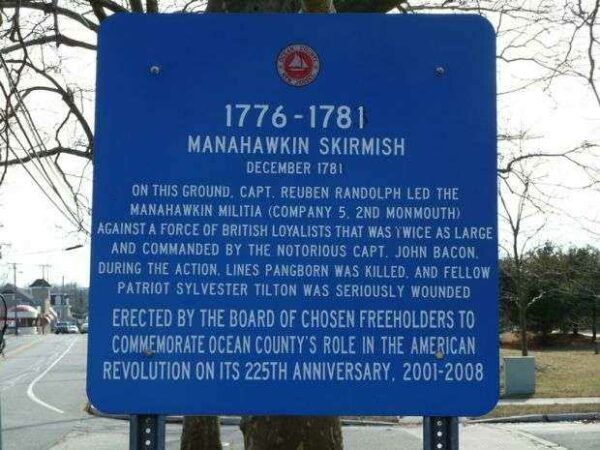MANAHAWKIN SKIRMISH REVOLUTIONARY WAR MEMORIAL MARKER
