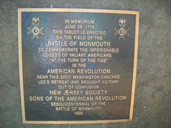 BATTLE OF MONMOUTH MEMORIAL PLAQUE