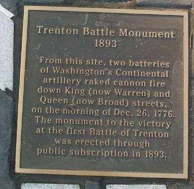 WARREN STREET PLAZA TRENTON BATTLE MONUMENT PLAQUE