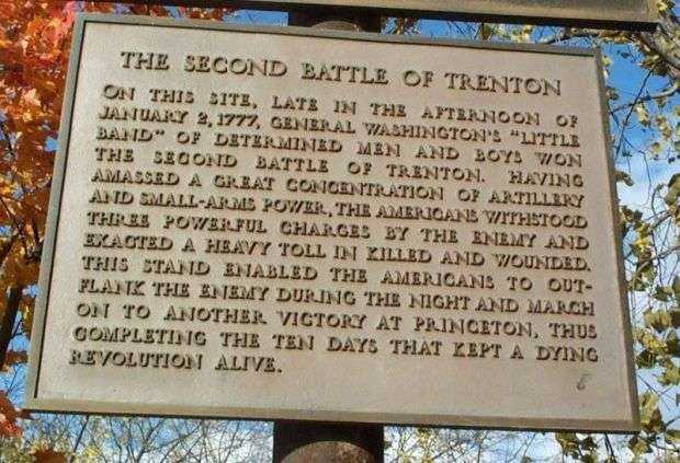THE SECOND BATTLE OF TRENTON WAR MEMORIAL MAREKER