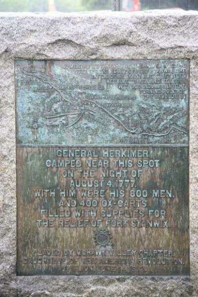 GENERAL HERKIMER CAMPED NEAR THIS SPOT WAR MEMORIAL