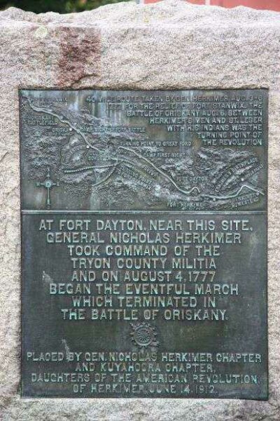 AT FORT DAYTON REVOLUTIONARY WAR MEMORIAL PLAQUE
