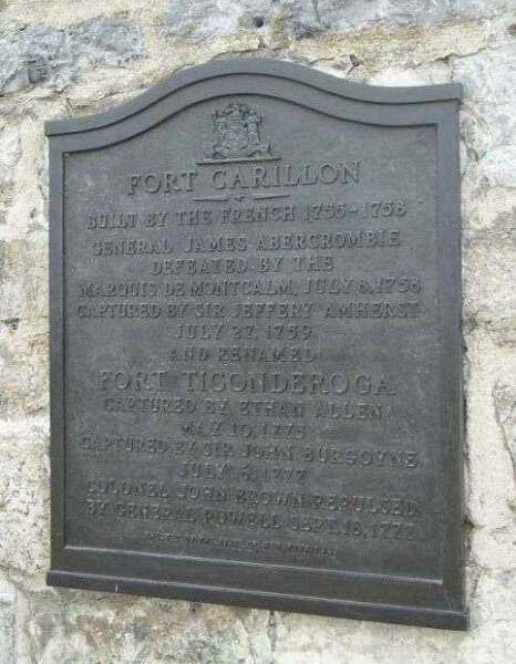FORT CARILLON REVOLUTIONARY WAR MEMORIAL PLAQUE
