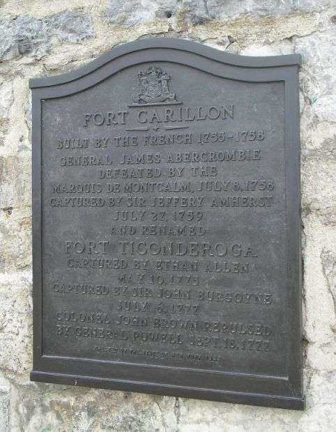 FORT CARILLON REVOLUTIONARY WAR MEMORIAL PLAQUE