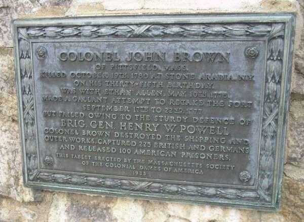 COLONEL JOHN BROWN REVOLUTIONARY WAR MEMORIAL PLAQUE