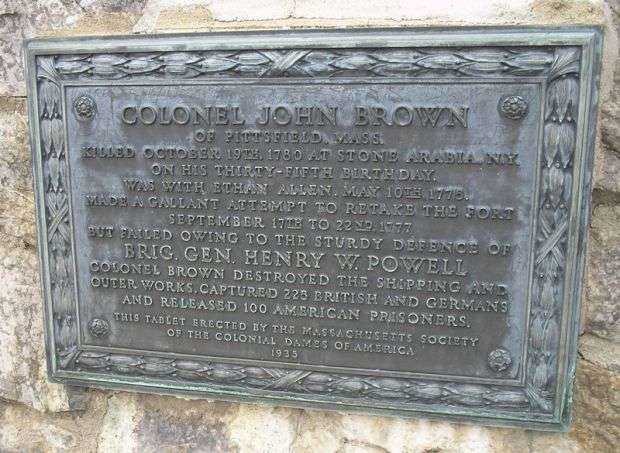 COLONEL JOHN BROWN REVOLUTIONARY WAR MEMORIAL PLAQUE