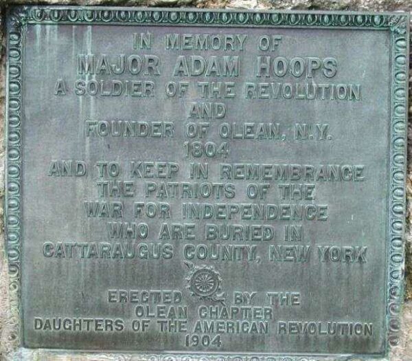 MAJOR ADAM HOOPS REVOLUTIONARY WAR MEMORIAL