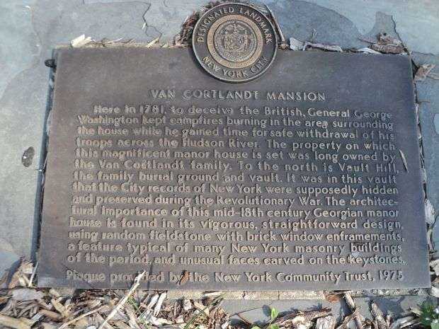 VAN CORTLANDT MANSION REVOLUTIONARY WAR MEMORIAL PLAQUE