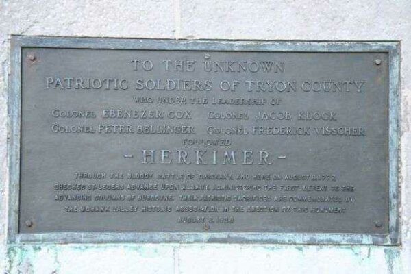 TO THE UNKNOWN PATRIOTIC SOLDIERS OF TRYON COUNTY MEMORIAL PLAQUE