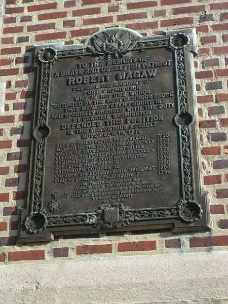 ROBERT MAGAW REVOLUTIONARY WAR MEMORIAL PLAQUE