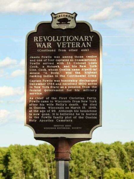 REVOLUTIONARY WAR VETERAN JAMES POWLIS MEMORIAL MARKER SIDE B