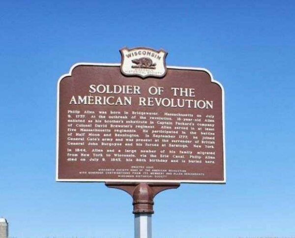 SOLDIER OF THE AMERICAN REVOLUTION PHILLIP ALLEN MEMORIAL MARKER