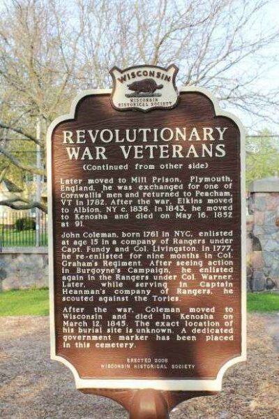 REVOLUTIONARY WAR VETERANS BARLOW, ELKINS AND COLEMAN MEMORIAL MARKER SIDE B