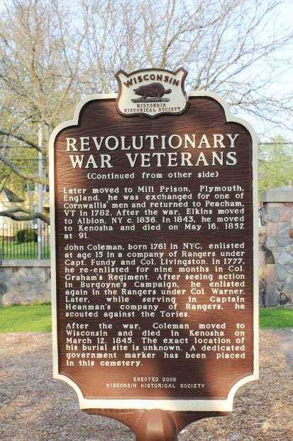 REVOLUTIONARY WAR VETERANS BARLOW, ELKINS AND COLEMAN MEMORIAL MARKER SIDE B