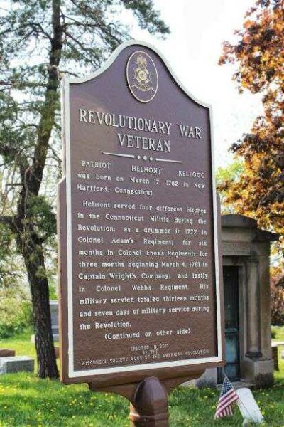 REVOLUTIONARY WAR VETERAN HELMONT KELLOGG MEMORIAL MARKER SIDE A