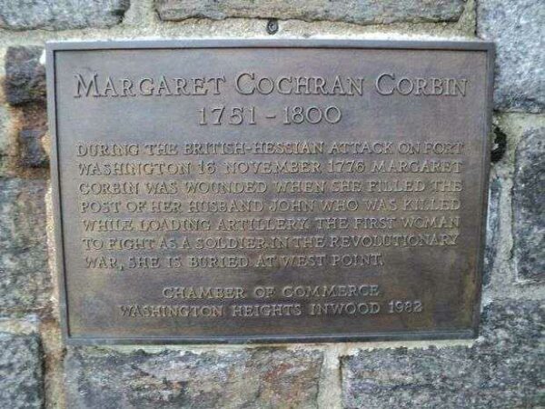 MARGARET COCHRAN CORBIN REVOLUTIONARY WAR MEMORIAL PLAQUE