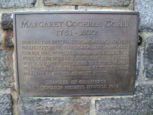 MARGARET COCHRAN CORBIN REVOLUTIONARY WAR MEMORIAL PLAQUE