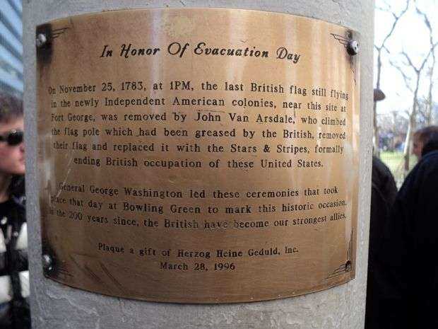 IN HONOR OF EVACUATION DAY MEMORIAL FLAGPOLE PLAQUE