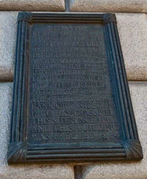 BLACK HORSE INN REVOLUTIONARY WAR MEMORIAL PLAQUE