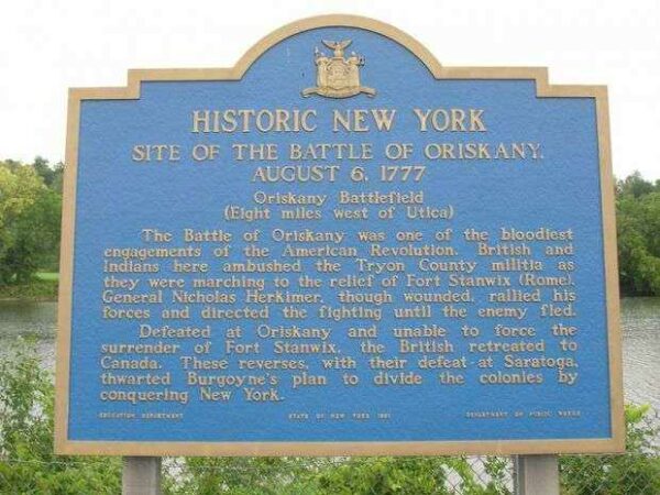 SITE OF THE BATTLE OF ORISKANY REVOLUTIONARY WAR MEMORIAL MARKER