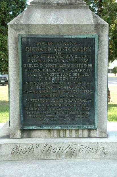 MAJOR GENERAL RICHARD MONTGOMERY REVOLUTIONARY WAR MEMORIAL