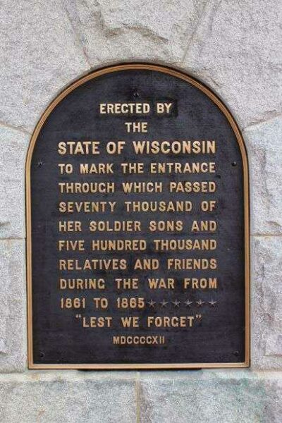 CAMP RANDALL CIVIL WAR MEMORIAL ARCH PLAQUE