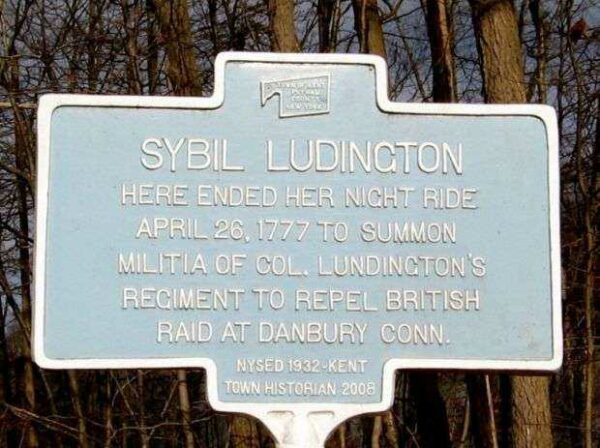 SYBIL LUDINGTON NIGHT RIDE REVOLUTIONARY WAR MEMORIAL MARKER