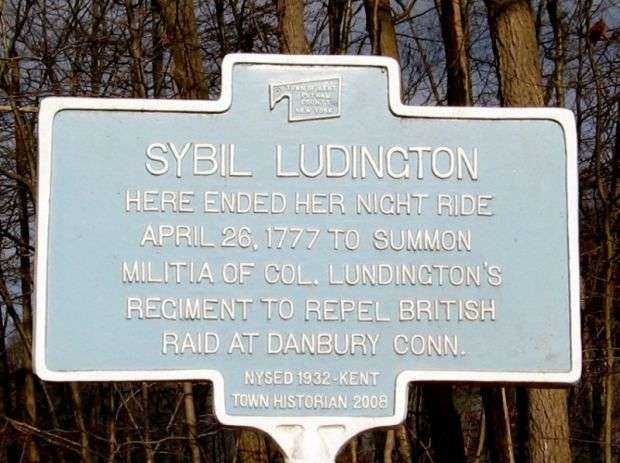 SYBIL LUDINGTON NIGHT RIDE REVOLUTIONARY WAR MEMORIAL MARKER