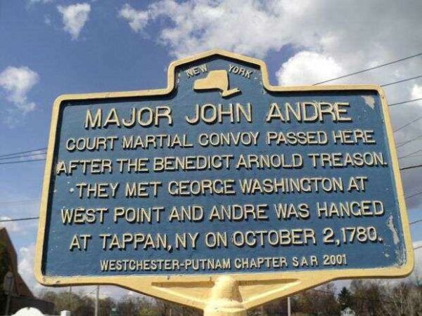 MAJOR JOHN ANDRE REVOLUTIONARY WAR MEMORIAL MARKER