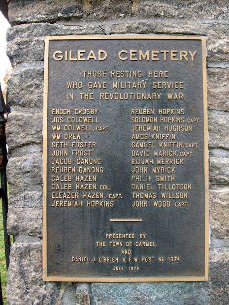 GILEAD CEMETERY REVOLUTIONARY WAR MEMORIAL PLAQUE