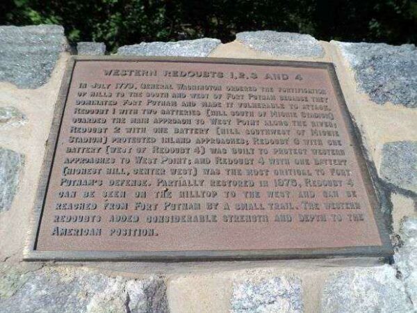 WESTERN REDOUBTS 1, 2, 3 AND 4 REVOLUTIONARY WAR MEMORIAL PLAQUE