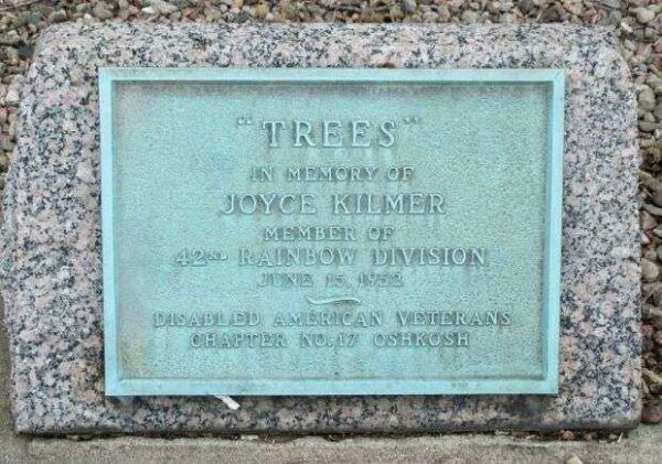 “TREES” IN MEMORY OF JOYCE KILMER MEMORIAL TREES PLAQUE