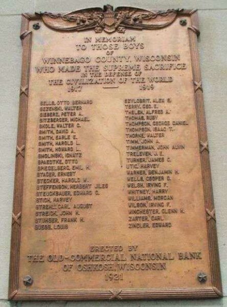WINNEBAGO COUNTY WAR VETERANS MEMORIAL PLAQUE IV