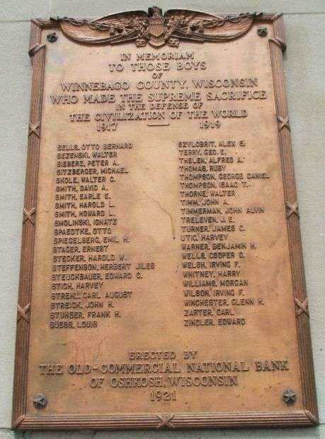 WINNEBAGO COUNTY WAR VETERANS MEMORIAL PLAQUE IV