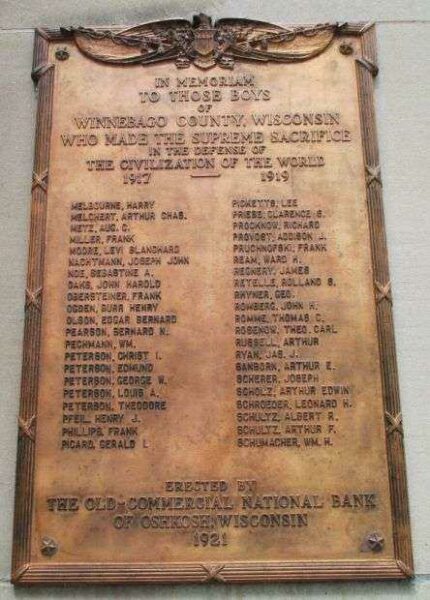 WINNEBAGO COUNTY WAR VETERANS MEMORIAL PLAQUE III