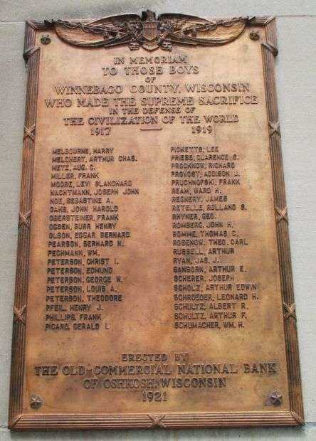 WINNEBAGO COUNTY WAR VETERANS MEMORIAL PLAQUE III