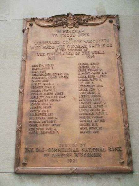 WINNEBAGO COUNTY WAR VETERANS MEMORIAL PLAQUE II