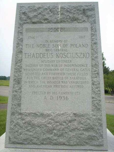IN MEMORY OF THE NOBLE SON OF POLAND BRIG. GENERAL THADDEUS KOSCIUSZKO MEMORIAL