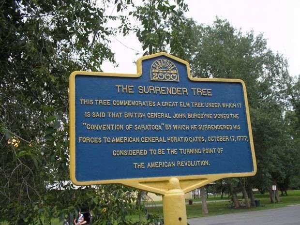 THE SURRENDER TREE REVOLUTIONARY WAR MEMORIAL MARKER
