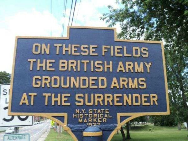 BRITISH ARMY GROUNDED ARMS REVOLUTIONARY WAR MEMORIAL MARKER