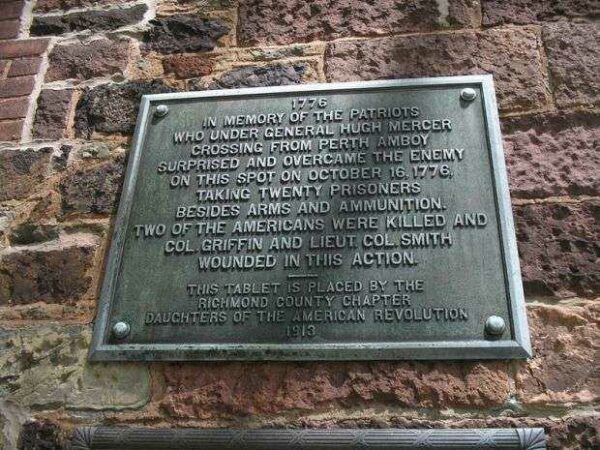 PATRIOTS UNDER GENERAL MERCER REVOLUTIONARY WAR MEMORIAL PLAQUE
