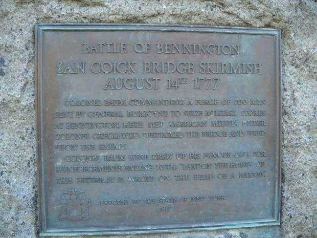 BATTLE OF BENNINGTON REVOLUTIONARY WAR MEMORIAL PLAQUE
