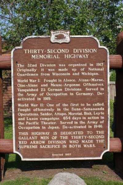 THIRTY-SECOND DIVISION MEMORIAL HIGHWAY MARKER