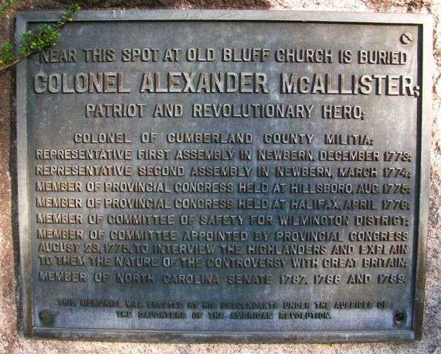 COLONEL ALEXANDER MCALLISTER REVOLUTIONARY WAR MEMORIAL PLAQUE