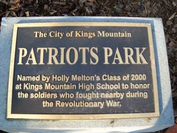 PATRIOTS PARK REVOLUTIONARY WAR MEMORIAL PLAQUE