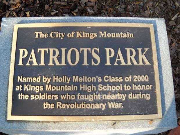 PATRIOTS PARK REVOLUTIONARY WAR MEMORIAL PLAQUE